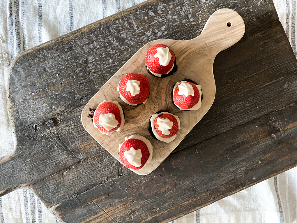 Santa Hat Brownie Homeschooling athymeformilkandhoney.com baking with kids #bakingwithkids #santahat #glutenfreebaking gluten free