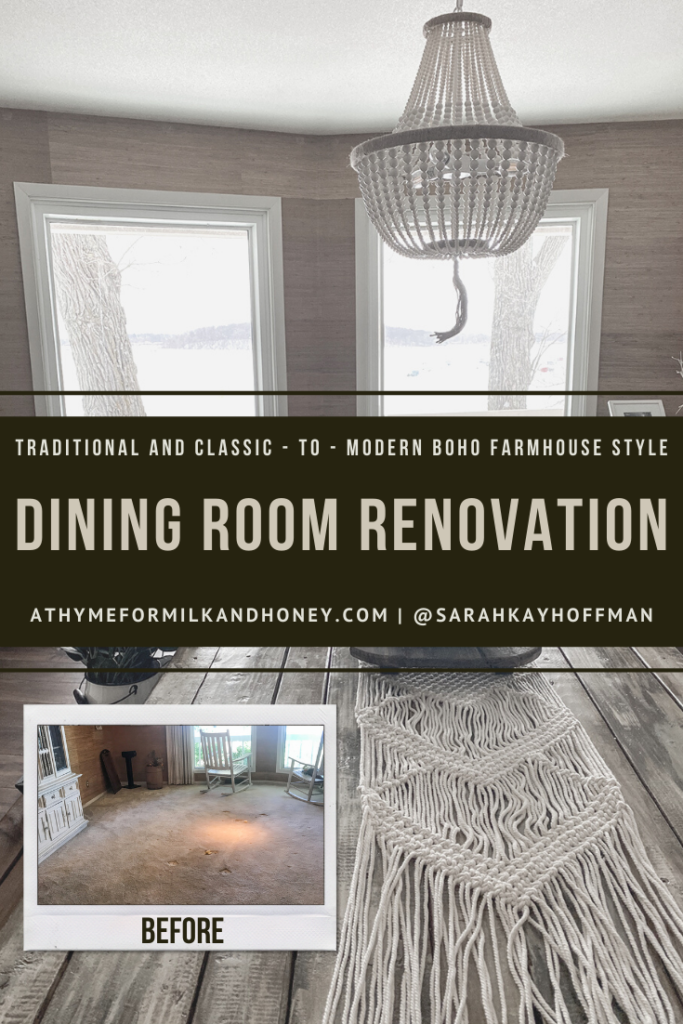 Modern Boho Farmhouse Style dining room renovation athymeformilkandhoney.com #dining #diningroom #diningroomrenovation #boho