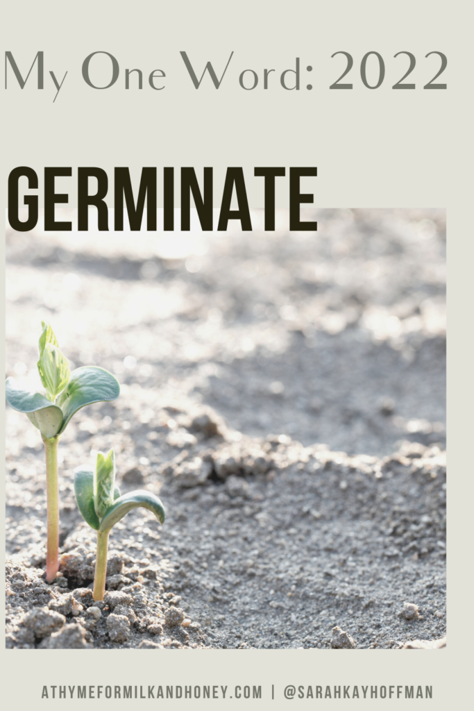 Germinate my one word athymeformilkandhoney.com #myoneword #2022 #germinate